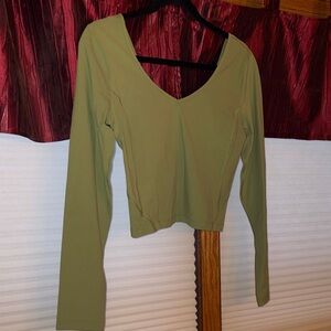Olive Green LULULEMON Cropped Long Sleeve